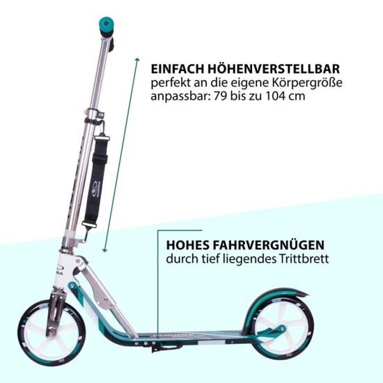 Brandneu 🎁 HUDORA BigWheel® 205, Scooter Inkl. 4 Pylone, Scooter Roller, Weiß/Türkis Warnkegel 😍 6 Brandneu 🎁 HUDORA BigWheel® 205, Scooter Inkl. 4 Pylone, Scooter Roller, Weiß/Türkis Warnkegel 😍 – Bild 4