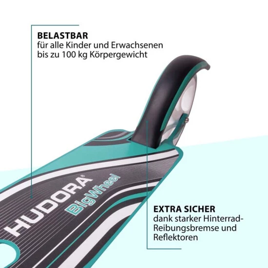 Brandneu 🎁 HUDORA BigWheel® 205, Scooter Inkl. 4 Pylone, Scooter Roller, Weiß/Türkis Warnkegel 😍 7 Brandneu 🎁 HUDORA BigWheel® 205, Scooter Inkl. 4 Pylone, Scooter Roller, Weiß/Türkis Warnkegel 😍 – Bild 5