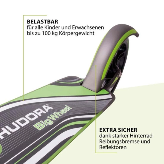 Großhandel 🔥 HUDORA BigWheel® 205, Scooter Grau/grün 😀 6 Großhandel 🔥 HUDORA BigWheel® 205, Scooter Grau/grün 😀 – Bild 4